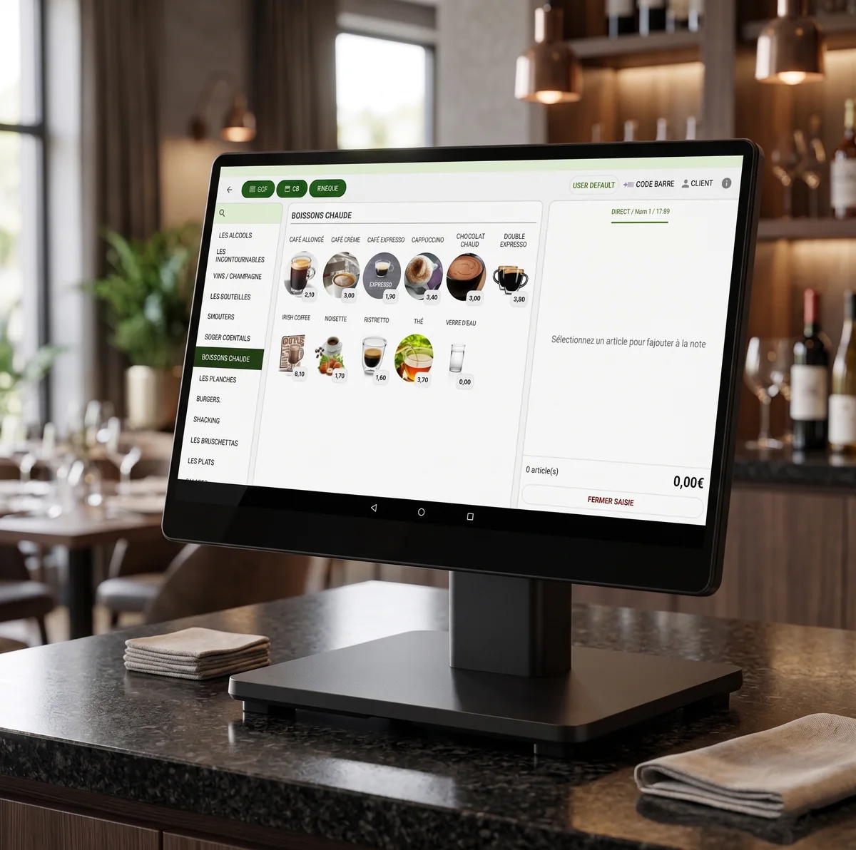 Caisse tactile CashMag dans un restaurant