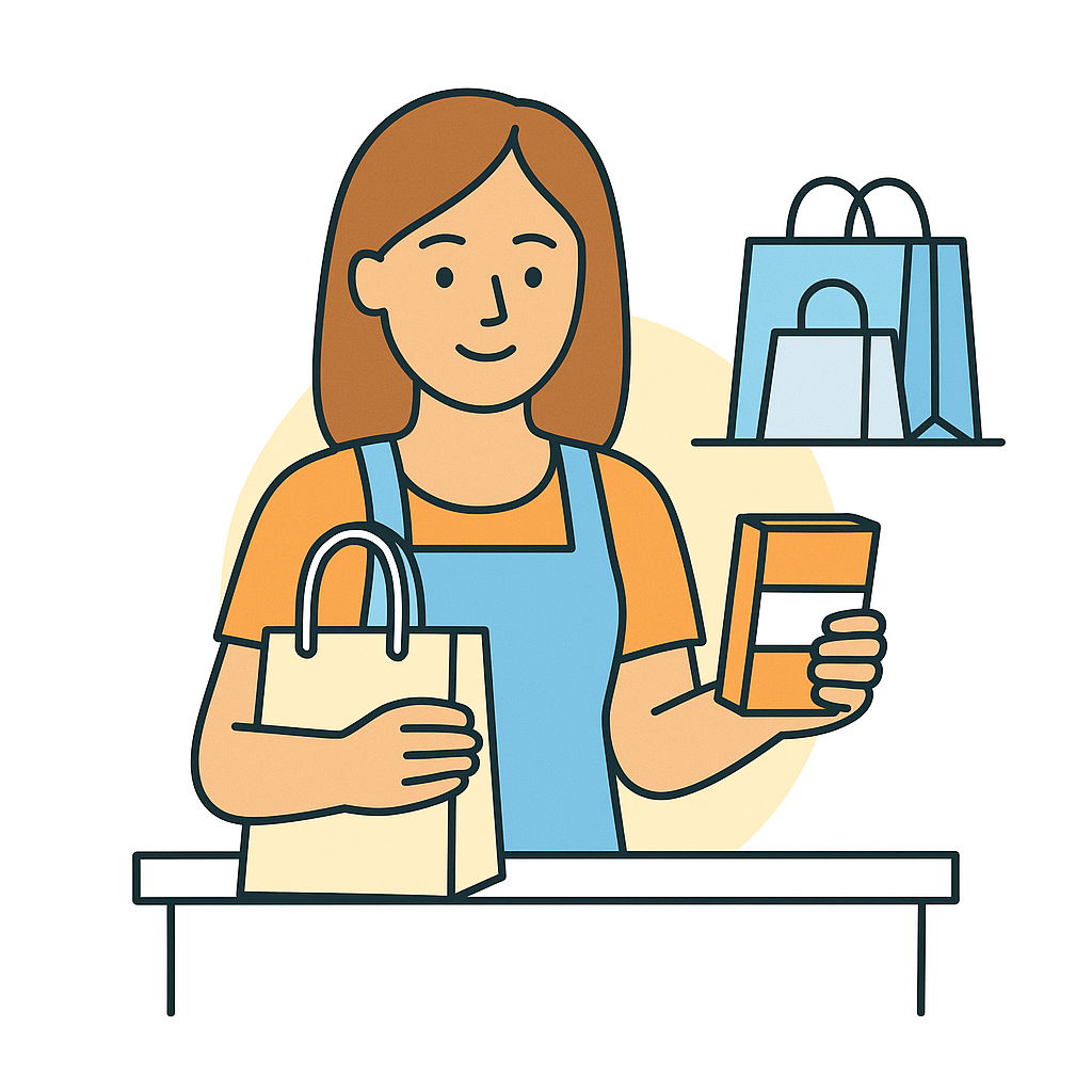 Travailleur en magasin au comptoir